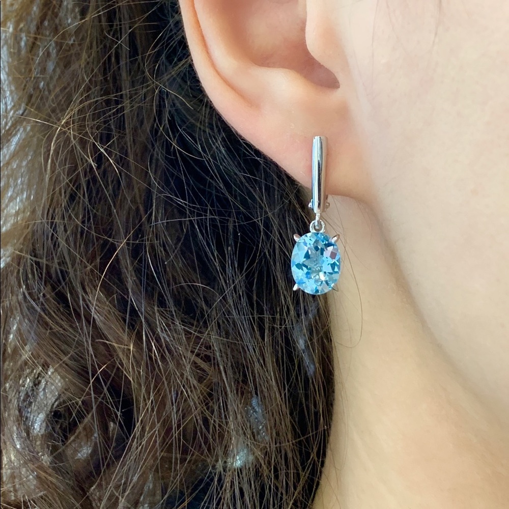Natural Blue Topaz Earrings